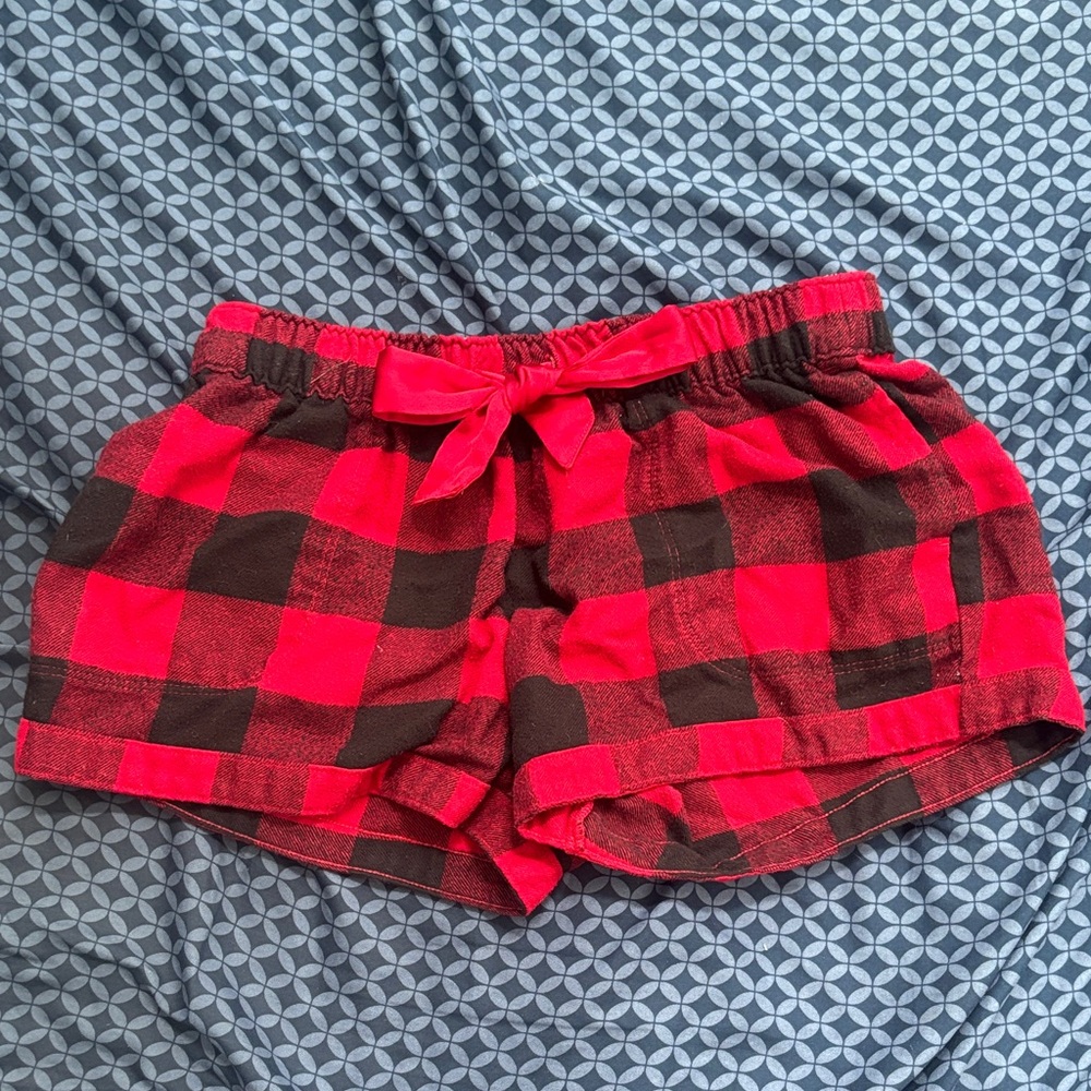 Hollister Red and Black Plaid Women Shorts